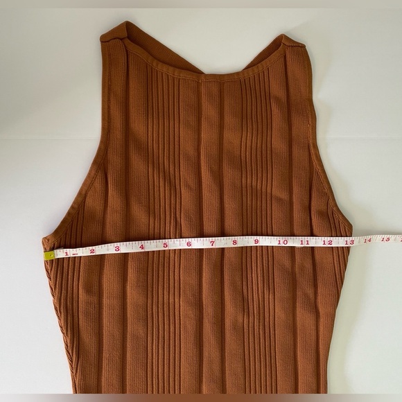 Bodycon Dress‎ Women’s S Fawn Brown Ribbed Mini Sleeveless NWT - Picture 3 of 8